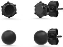 Black CZ + Rainbow Stud Set