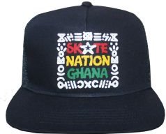 Cross Colours X Skate Nation Tribal Print Trucker Hat - Navy