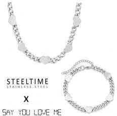 SYLM x SteeltimeNYC Cuban Link Hearts Necklace + Bracelet Set