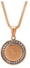 Serenity Prayer Round Pendant With Simulated Diamonds