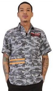 SPARK Men's premium poplin camo pattern shortsleeve buttondown shirt