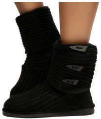 Knit Tall Booties in Black