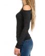 The Distressed Long Sleeve Sweater in Charcoal 2