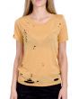 Mindy Distressed Top in Mustard 1