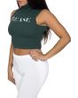 The PLEASE Crop Tank in Army Green Army Green