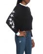 The Stars Align Long Sleeve T-Shirt With Contrast Rib & Star Sleeve Embroidery in Black 5