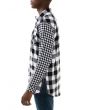 The Elongated Buffalo Plaid Zip Shirt in White and Black 2