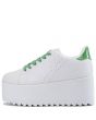 Women's Lala White Green Platform Sneakers 1