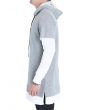 The LS Essential Layered Hoodie w/ Sleeve Zips in Heather Grey & White 2