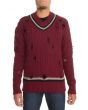 The Distressed Cable Knit Sweater in Burgundy 1