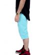 Distressed Twill Raw Shorts in Turquoise 2