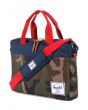 The Hudson Messenger Bag in Woodland Camo, Navy, & Red 2