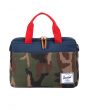 The Hudson Messenger Bag in Woodland Camo, Navy, & Red 1
