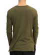 The Long Sleeve Zipper Long Tee in Olive Green 2