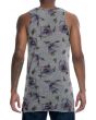 The King Straight Hem Elongated Tank in Grey Floral 3