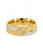 The Steel and 18k Gold Plated Satin Stainless Steel Triple CZ Ring in Steel and Gold 1