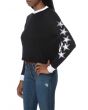 The Stars Align Long Sleeve T-Shirt With Contrast Rib & Star Sleeve Embroidery in Black 3