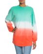 The Tess Women's Long Sleeve Ombre Football Tee in Blue and Orange 1