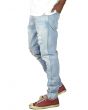 The Light Stonewashed Ripped Tapered Denim Jeans in Light Blue 2