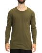The Long Sleeve Zipper Long Tee in Olive Green 1