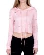 Fiona Distressed Crop Top in Pink 1