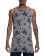 The King Straight Hem Elongated Tank in Grey Floral 1