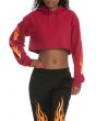 The Slay All Day Cropped Pullover Hoodie in Red 1