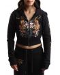 Tigers Orchid Black Crop Zip Hoodie 1