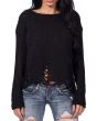 The Distressed Knit Sweater in Black 1