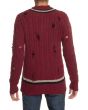 The Distressed Cable Knit Sweater in Burgundy 3