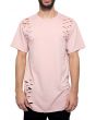 The Elongated Distressed Tee in Pink 1