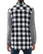 The Elongated Buffalo Plaid Zip Shirt in White and Black 3