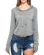 Cropped Raw-Cut Hoodie in Gray 1