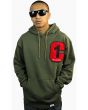 1C Letterman Pullover Hoody in Olive 1
