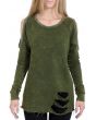 Linda Raw Sweater in Olive 1