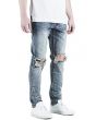 The Vinny Knee Ripped Washed Denim Jeans in Vintage Blue 2