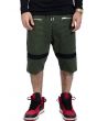 Drop Crotch Twill Jogger Shorts in Olive 1