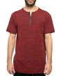 The Elongated Ripped Tee Contrast Zipper in Burgundy 1