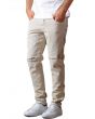 The Tapered Ripped Denim Jeans in Sand 1
