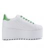 Women's Lala White Green Platform Sneakers 2