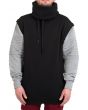Fleece Biker Funnel Neck Sweater in Black 1