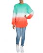 The Tess Women's Long Sleeve Ombre Football Tee in Blue and Orange 2