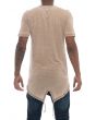 The IGNIS Burnout Elongated Fishtail Tee in Tan