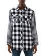 The Elongated Buffalo Plaid Zip Shirt in White and Black 1