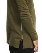 The Long Sleeve Zipper Long Tee in Olive Green 3