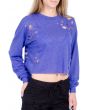 Daphne Distressed Crop Sweater in Blue 4