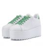 Women's Lala White Green Platform Sneakers 3