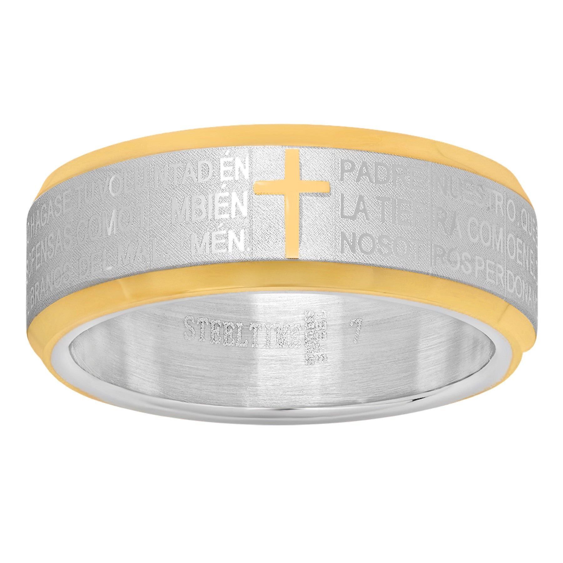 Two-Tone Lord's Prayer Ring in Spanish