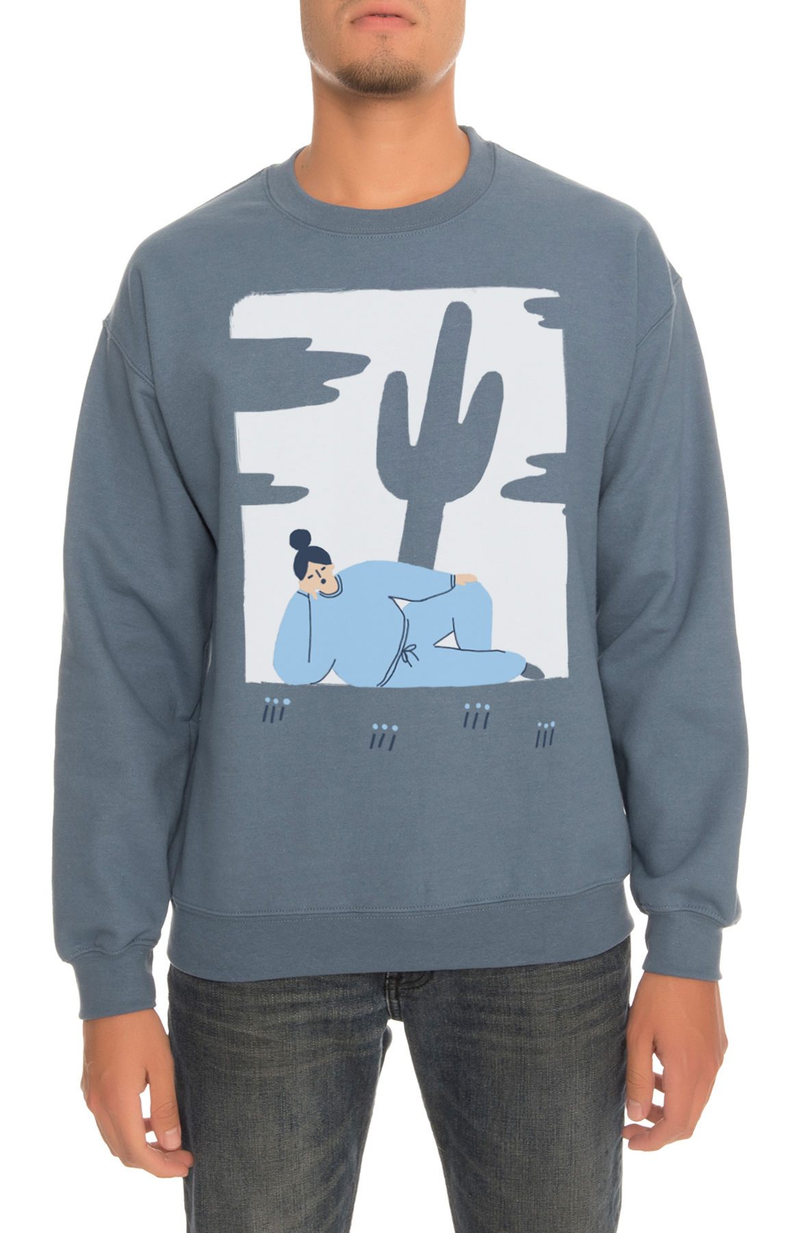 The Guzu Crewneck Sweatshirt in Faded Blue