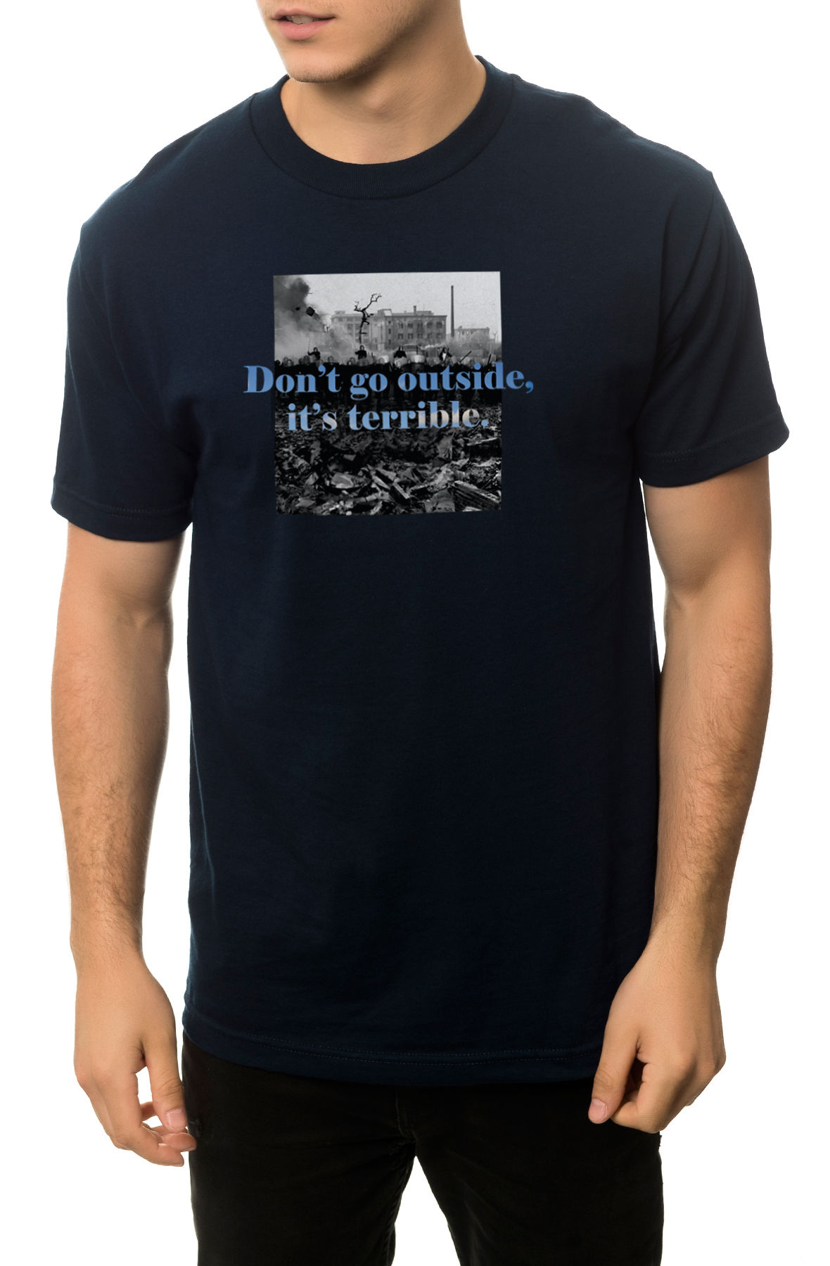 The Don't Go Outside Tee in Navy